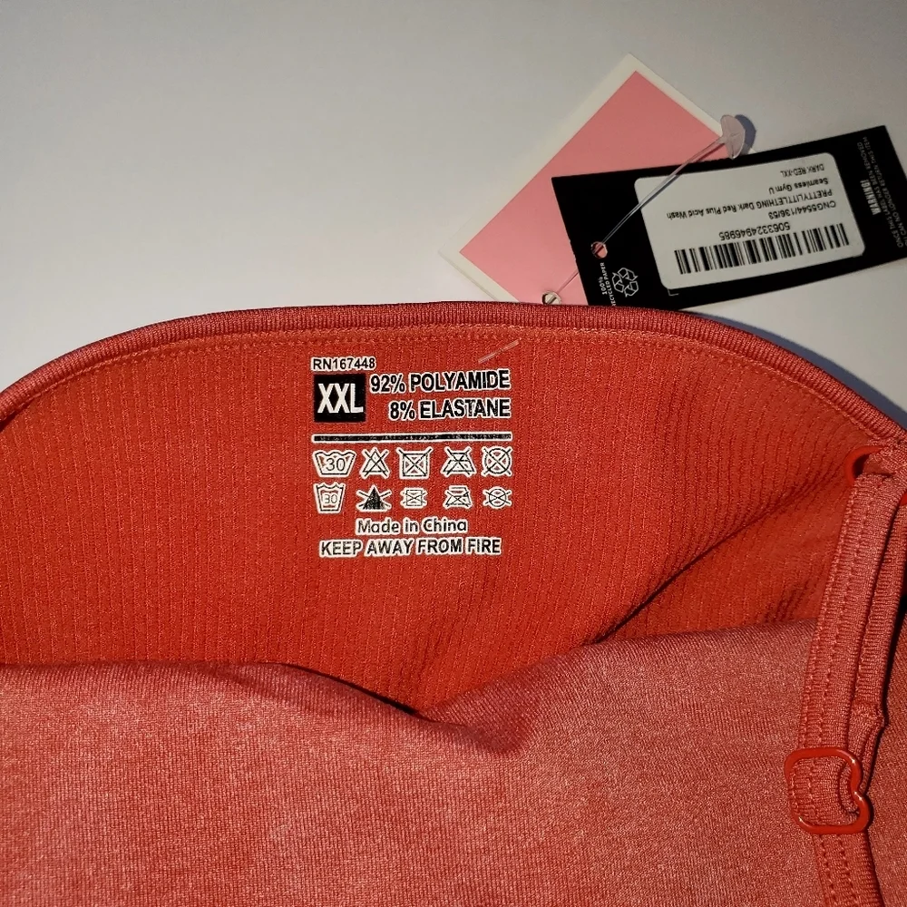 NWT PrettyLittleThing Red Acid Wash Seamless Gym Unitard Sz XXL